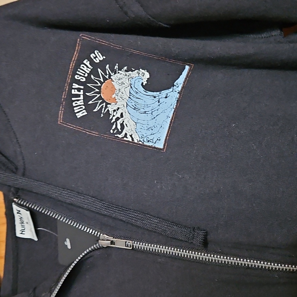 NWT Hurley Zippered Hoodie Black Jacket - Picture 2 of 8